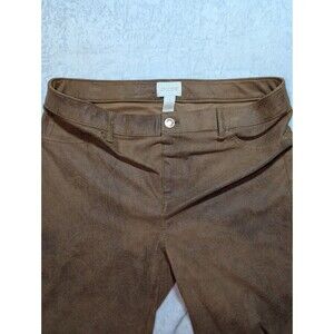 Chicos Vegan Faux Distressed Leather Suede Pants 1